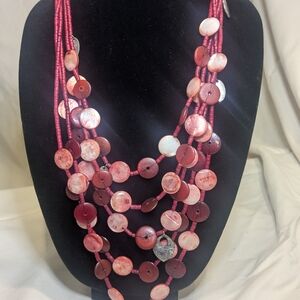 Chico's Multi-Strand Red Button Necklace